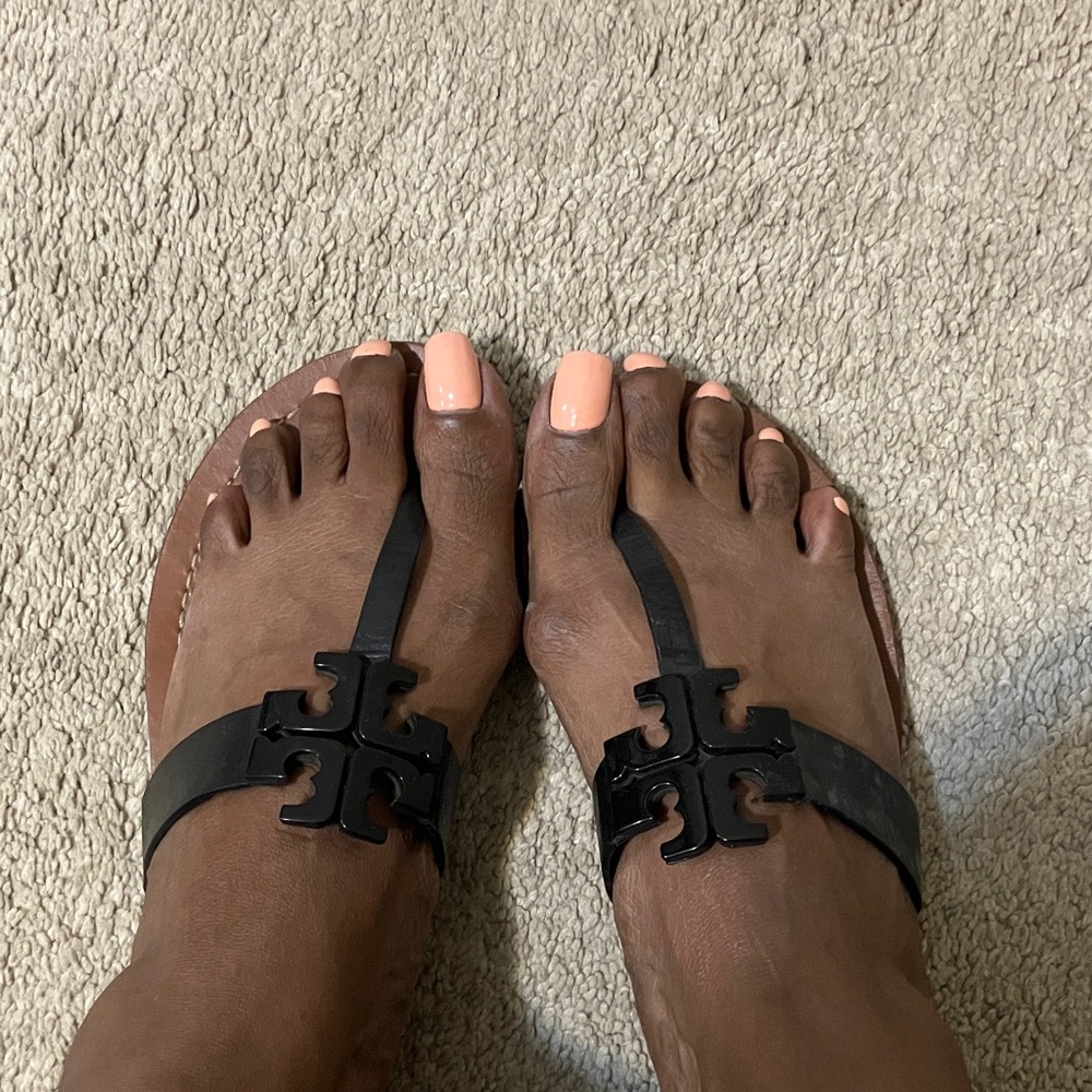 Tory Burch Black and Tan Sandals
